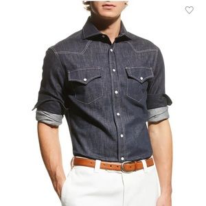 COPY - BRUNELLO CUCINELLI Men’s Denim Color Corduroy Western Shirt